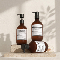Bouteille pompe en plastique PET de 500 ml pour shampoing, après-shampoing, gel douche, emballage personnalisé pour soins personnels
