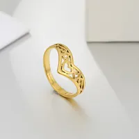 Bague ajustable Myshape en forme de cœur creux pour femme, couleur or, en acier inoxydable, bijoux, cadeau d'anniversaire, vente en gros