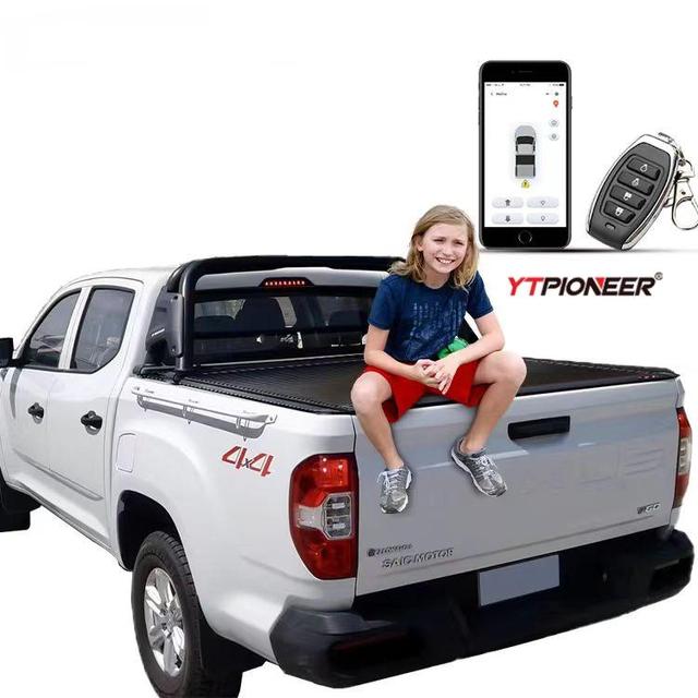 YTPIONEER Aluminum Hard Retractable Tonneau Cover Electric Pickup Truck Bed Cover for Maxus T60 T70 T90 Roll Waterproof Function