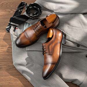 Apini Chaussures pour hommes en cuir véritable de style italien haut de gamme, faites à la main, à lacets, pour affaires et occasions décontractées, imperméables - Product Image 5