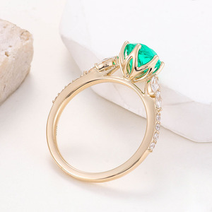 Anillo de Compromiso de <span class=keywords><strong>Diamante</strong></span> Cultivado en Laboratorio y Oro para Mujer, Anillo de Boda, Elegante y Moderno, Estilo Europeo Americano, Venta al por Mayor de Fábrica - Product Image 2