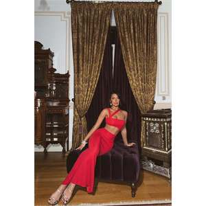 Vestido de Fiesta Rojo con Lentejuelas y Mangas Cortas, Cintura Imperio con Cuentas, Talla XL, Vestido de Noche para Fiesta de Invierno con Lentejuelas para Bailar - Product Image 1