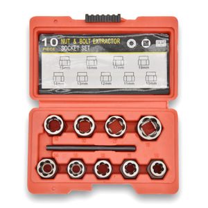 Socket Extractor 10pc Set 1/2 In Metric Cr-Mo Steel For Damaged Nut Bolt Removal - Product Image 2