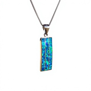 Pendentif en opale bleue élégante certifiée NIKHIL GEMS, en forme de planche de surf, en argent sterling 925, vintage, pour fiançailles, unisexe, d'inspiration hawaïenne - Product Image 1