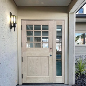 <span class=keywords><strong>Puerta</strong></span> de Entrada de Madera de Roble y Caoba Personalizada para Casas, Puertas Principales Exteriores, Puertas Holandesas con Ventanas Laterales de Vidrio - Product Image 1