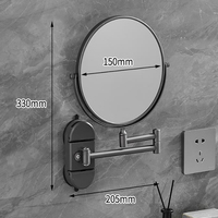Suction Cup Wall Mounted Makeup Mirror with 360° Swivel Extendable Arm Double Sided 10X Magnifying for Bathroom Hotel