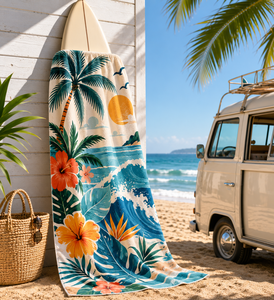 Serviette <span class=keywords><strong>de</strong></span> <span class=keywords><strong>plage</strong></span> vierge pour sublimation 35,82x72,65 pouces, face en polyester pour impression, face en coton avec étiquette, 340g, grande serviette <span class=keywords><strong>de</strong></span> <span class=keywords><strong>plage</strong></span> surdimensionnée - Product Image 2
