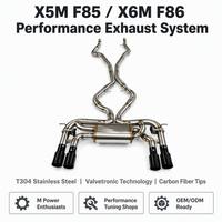 Sistema de Escape Catback de Acero Inoxidable con Silenciador Valvetronic y Puntas Cuádruples de Fibra de Carbono, Compatible con BMW X5M F85 X6M F86