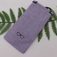 Pochette à cordon en jute multicolore pour lunettes de soleil et lunettes de vue avec impression