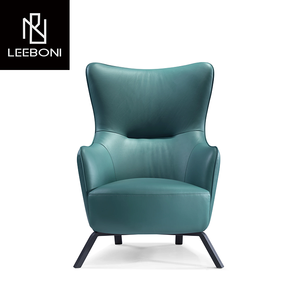 เก้าอี้หนังสำหรับห้องนั่งเล่นสีฟ้าหลังสูงดีไซน์ทันสมัย - Product Image 5