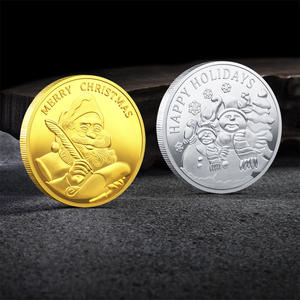 Ensemble <span class=keywords><strong>de</strong></span> souvenirs <span class=keywords><strong>de</strong></span> réveillon <span class=keywords><strong>de</strong></span> Noël vintage en gros pièce <span class=keywords><strong>de</strong></span> monnaie artisanale en métal anti-argent en or et en argent avec motif du père Noël - Product Image 4