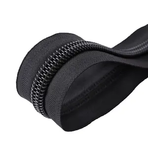 High quality black #10 zipper nylon roll for Tent heavy duty Cremallera long chain #10 nylon zippers