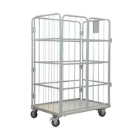 Conteneur pliable en grillage métallique, chariot de transport d'entrepôt, chariot logistique à roulettes