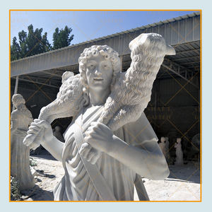 Offre Spéciale statue grandeur nature de chrétiens en marbre du bon <span class=keywords><strong>berger</strong></span> portant une sculpture de lampe - Product Image 4