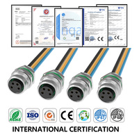 M8 konektor melingkar 4 Pin tahan air konektor adaptor kawat cetakan dudukan Panel Plug soket wanita pengencang belakang kode a