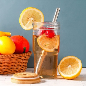Vaso de Vidrio Tipo Mason Jar de 24oz con Tapa de Bambú y Pajita <span class=keywords><strong>para</strong></span> Café, Restaurante, Auto y Hogar, Reutilizable <span class=keywords><strong>para</strong></span> Bebidas Frías y Smoothies - Product Image 2
