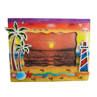 Sculpture en résine faite à la main et peinte à la main, design 4x6 pouces, peinture artistique sur le thème tropical/caribéen avec forme irrégulière