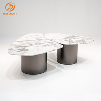 Ensemble de table basse en acier inoxydable et marbre naturel de style moderne, fait main, pour le salon
