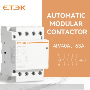 Contactores modulares ETEK 220V/120V Bobina AC tipo 40A magnético con certificados TUV CE 4P bajo voltaje 4 NO contactor