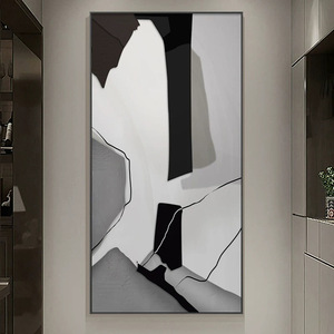 Cuadro Abstracto al Óleo sobre Lienzo, Marco Negro, Rectangular, Moderno, Minimalista, Decorativo, para Entrada o Pasillo - Product Image 2