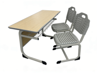Ensemble bureau et chaise double en plastique à hauteur réglable, mobilier scolaire personnalisable pour salle de classe, école, maison, bureau, usage scolaire