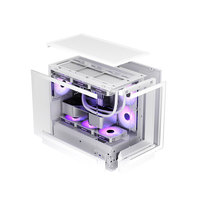 Boîtier PC AIGO Mid Tower Micro ATX avec support multi-ventilateurs, AIO 360mm, verre trempé, boîtier de jeu vertical avec support de carte mère pour les joueurs