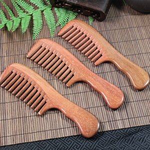 Peigne en bois de santal rouge, à dents larges, pour usage domestique, outil de coiffage et de massage des cheveux - Product Image 4