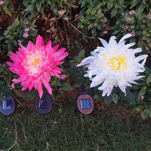Cambia <span class=keywords><strong>colore</strong></span> schiarire crisantemo rosa fiori di plastica solare Led giardino palo luce esterna impermeabile lampada da giardino - Product Image 2