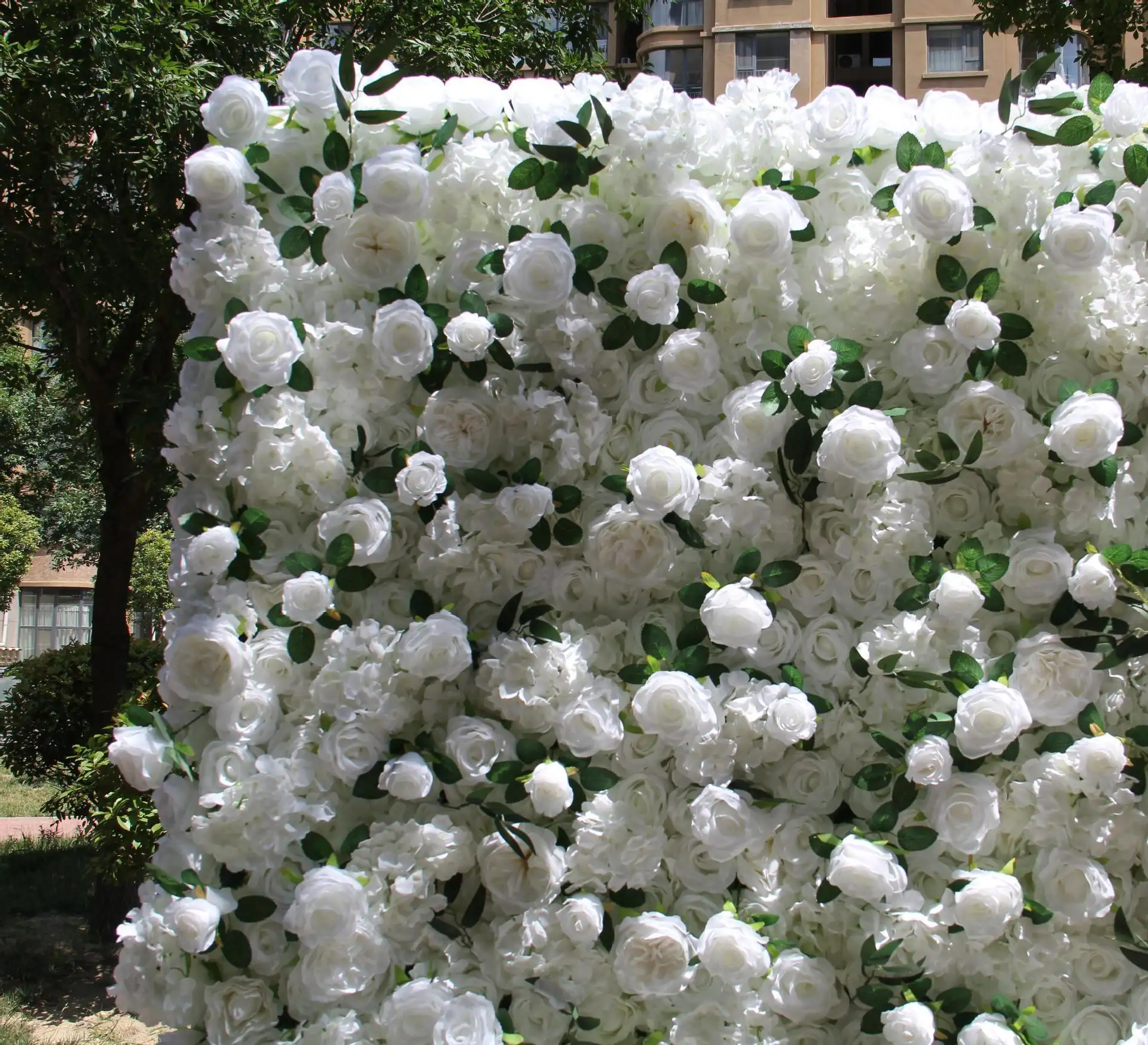 Yapay beyaz gül düğün için 3D çiçek çiçek duvar paneli parti bebek duş gelin düğün arka plan dekor