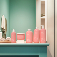 XINDE – Ensemble de flacons et pots en plastique rose de haute qualité pour shampoing, après-shampoing, lotion pour la peau et les cheveux, et crème cosmétique