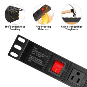 Mỹ tiêu chuẩn 8-outlet Power Strip 240V xoay Wall Mount Surge Protector kim loại PDU cho phòng máy tính 19 inch Tủ mạng - Product Image 4