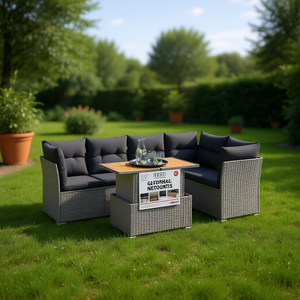 Ensemble de canapés de jardin en rotin gris 4 places, résistant aux intempéries, mobilier d'extérieur au design contemporain - Product Image 2