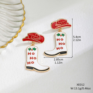 Fashion <b>Red</b> <b>Bow</b> Snowman Boots Drop Earrings Zinc Alloy Christmas Gift Women's Cartoon Style Earrings - Product Image 4