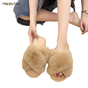Haute Qualité Offre Spéciale Renard Pantoufles Fluffyfaux Fourrure Diapositives Chaud Croix Sangle Éponge Bob Moelleux Pantoufles En Plein Air Maison Chaussures - Product Image 5