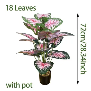 ต้นคาลาเดียมประดิษฐ์ 24 ใบ สีทูโทน พร้อมกระถาง ต้นไม้ปลอม บอนไซ ตกแต่งบ้าน - Product Image 3