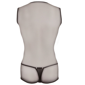 <b>Men</b> Mesh <b>See</b> <b>Through</b> Bodysuit Black Mid Rise Spandex Nylon Sexy <b>Underwear</b> - Product Image 3
