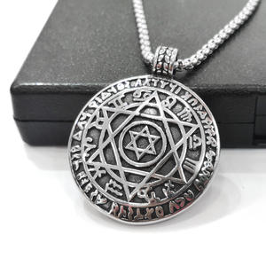 Pendentif Talisman Sceau de Salomon Vintage, Étoile de <span class=keywords><strong>David</strong></span> à six branches, 12 signes du zodiaque - Product Image 2