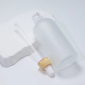 ขวดแก้วใสฝ้าสำหรับน้ำมันหอมระเหยขนาด 5 มล. 10 มล. 15 มล. 20 มล. 30 มล. 50 มล. 100 มล. พร้อมฝาหยดพลาสติกแบบไม้ไผ่ - Product Image 2