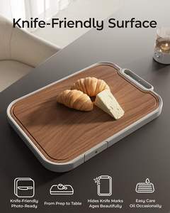 Planche à découper en titane et en bois de qualité supérieure, double face, planche à charcuterie avec support rotatif pour le comptoir de cuisine - Product Image 3