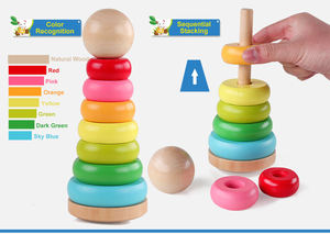 Brinquedos Educativos Infantis de Madeira em Forma de Torre Arco-Íris Fabricados em Fábrica para Desenvolvimento da Inteligência - Product Image 6