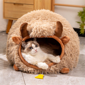 Halb geschlossene süße Katze Hunde bett Haustier Nest Zwinger Weiche Matte Welpe Kätzchen Zelt Haustier liefert Plüsch Warme Winter Katzen bett Höhle - Product Image 4