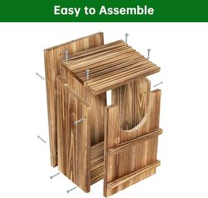 Caja de Casa de pájaro de búho de madera carbonizada grande con caja de nido de búho de virutas de madera para exterior - Product Image 3