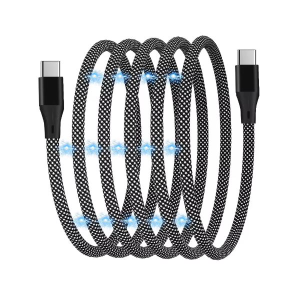 100W Fast Charging Magnetic USB Cable Self-Winding Braid Shielding for Micro-USB Type C Nylon Box Packaging for Printer Computer