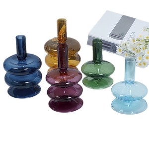 Vintage Kreativer Kerzenständer aus Hochwertigem Borosilikatglas, Schlicht Modern Unregelmäßig für Wohnzimmer und Esstisch - Product Image 5