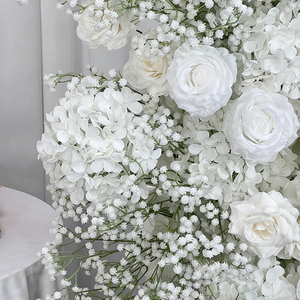 Fleurs artificielles réalistes en soie, gypsophile blanc et roses, pour arche de mariage, kit floral de décoration de fond - Product Image 3