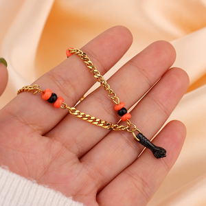 Nouveauté Bracelet à breloques en perles <span class=keywords><strong>pour</strong></span> enfant en acier inoxydable hypoallergénique Bracelet à perles <span class=keywords><strong>pour</strong></span> bébé Chaîne à maillons noirs - Product Image 4