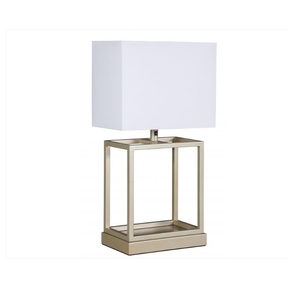 Lámpara de Mesa Decorativa USB de Vidrio Transparente y Dorado con Pantalla Única para Hotel, Lectura y Decoración - Product Image 5