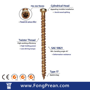 Tornillo para Madera de 400 mm con Rosca Retorcida y Cabeza Cilíndrica, Bajo Torque y Fuerte Sujeción, para Fijaciones Industriales - Product Image 3