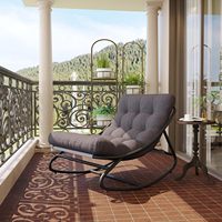 Fauteuils à bascule en métal d'extérieur Danlong avec coussins épais pour la sieste, la détente, fauteuil à bascule moderne pour patio intérieur, véranda
