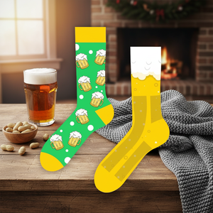 Chaussettes de bière en nylon et soie colorées, motifs brodés et jacquard imprimés des deux côtés, respirantes, taille unique, pour usage quotidien en hiver - Product Image 3
